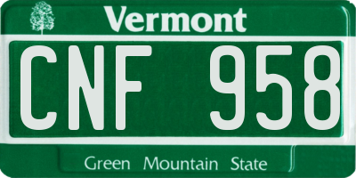 VT license plate CNF958