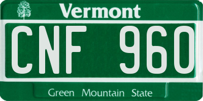 VT license plate CNF960
