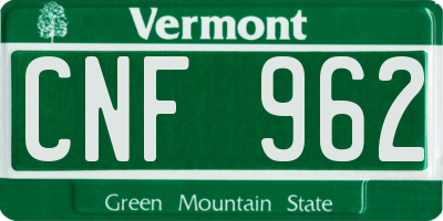 VT license plate CNF962