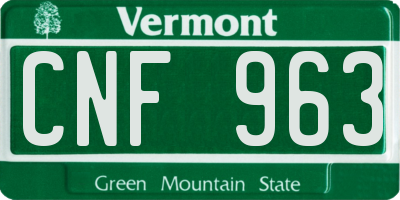 VT license plate CNF963