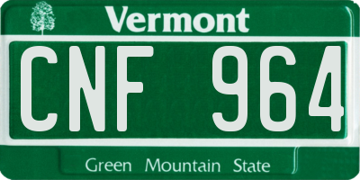 VT license plate CNF964