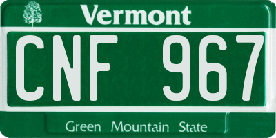 VT license plate CNF967