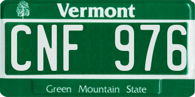 VT license plate CNF976