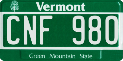 VT license plate CNF980