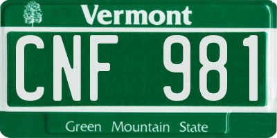 VT license plate CNF981