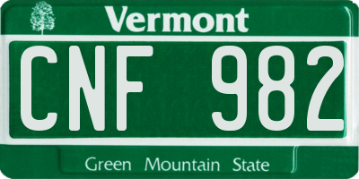 VT license plate CNF982