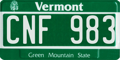 VT license plate CNF983
