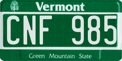 VT license plate CNF985