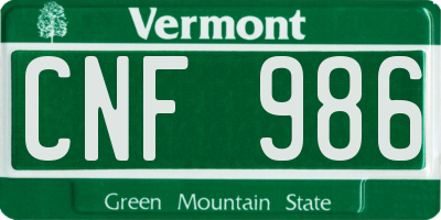 VT license plate CNF986
