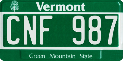 VT license plate CNF987