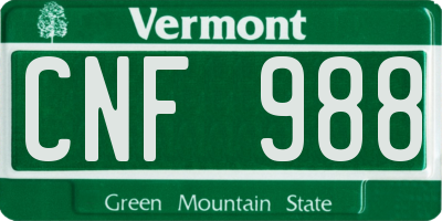VT license plate CNF988
