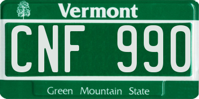 VT license plate CNF990