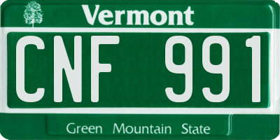 VT license plate CNF991
