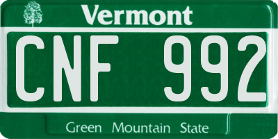 VT license plate CNF992
