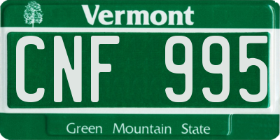 VT license plate CNF995