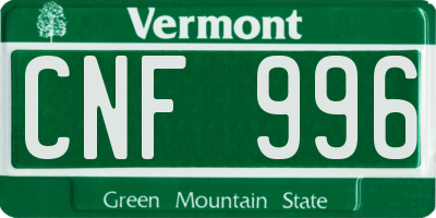 VT license plate CNF996