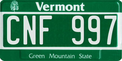 VT license plate CNF997