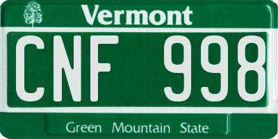 VT license plate CNF998