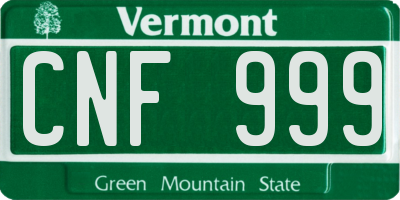 VT license plate CNF999