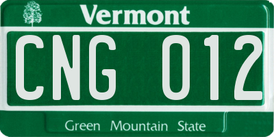 VT license plate CNG012