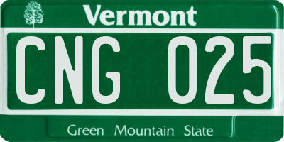 VT license plate CNG025