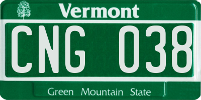 VT license plate CNG038