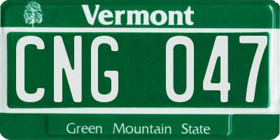 VT license plate CNG047