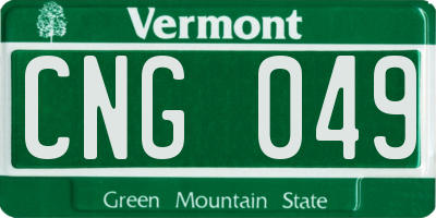 VT license plate CNG049