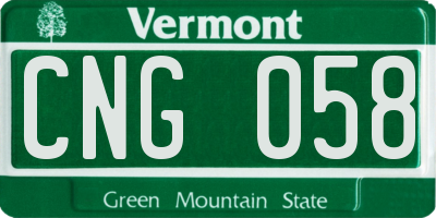 VT license plate CNG058