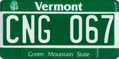 VT license plate CNG067