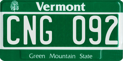 VT license plate CNG092