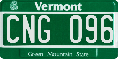 VT license plate CNG096