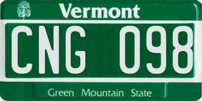 VT license plate CNG098