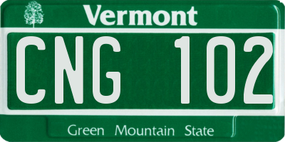 VT license plate CNG102