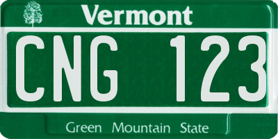 VT license plate CNG123