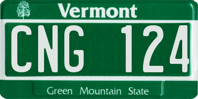 VT license plate CNG124