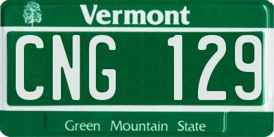 VT license plate CNG129