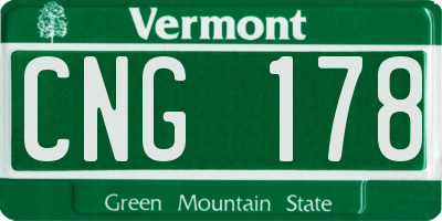 VT license plate CNG178