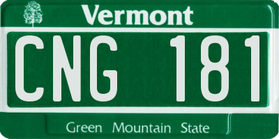 VT license plate CNG181