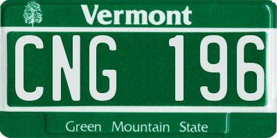 VT license plate CNG196