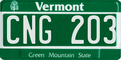 VT license plate CNG203