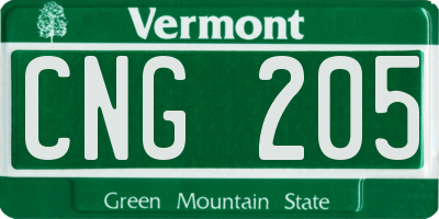 VT license plate CNG205