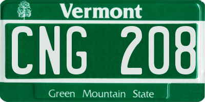 VT license plate CNG208