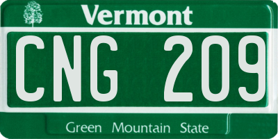 VT license plate CNG209