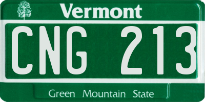 VT license plate CNG213