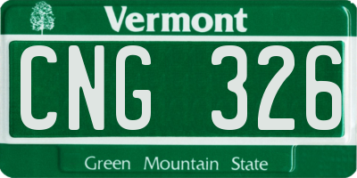 VT license plate CNG326