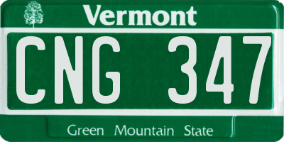 VT license plate CNG347