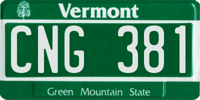 VT license plate CNG381