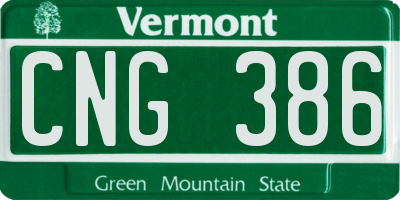 VT license plate CNG386