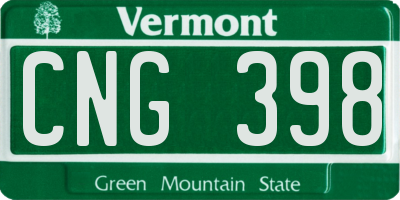 VT license plate CNG398